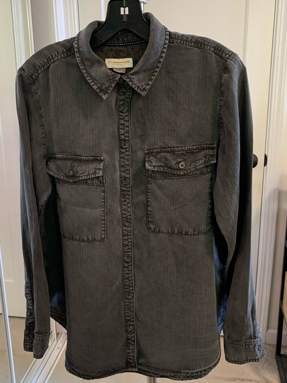 Pilcro by Anthropologie Black Washed Button-Up Shirt in Medium - Picture 5 of 12